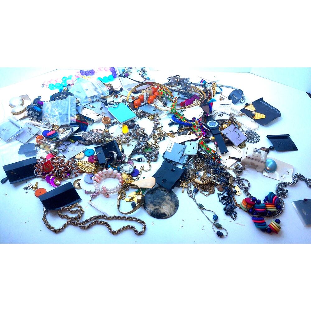 Vintage 5 Pound Assorted Jewelry Lot Wearable Crafting Restore